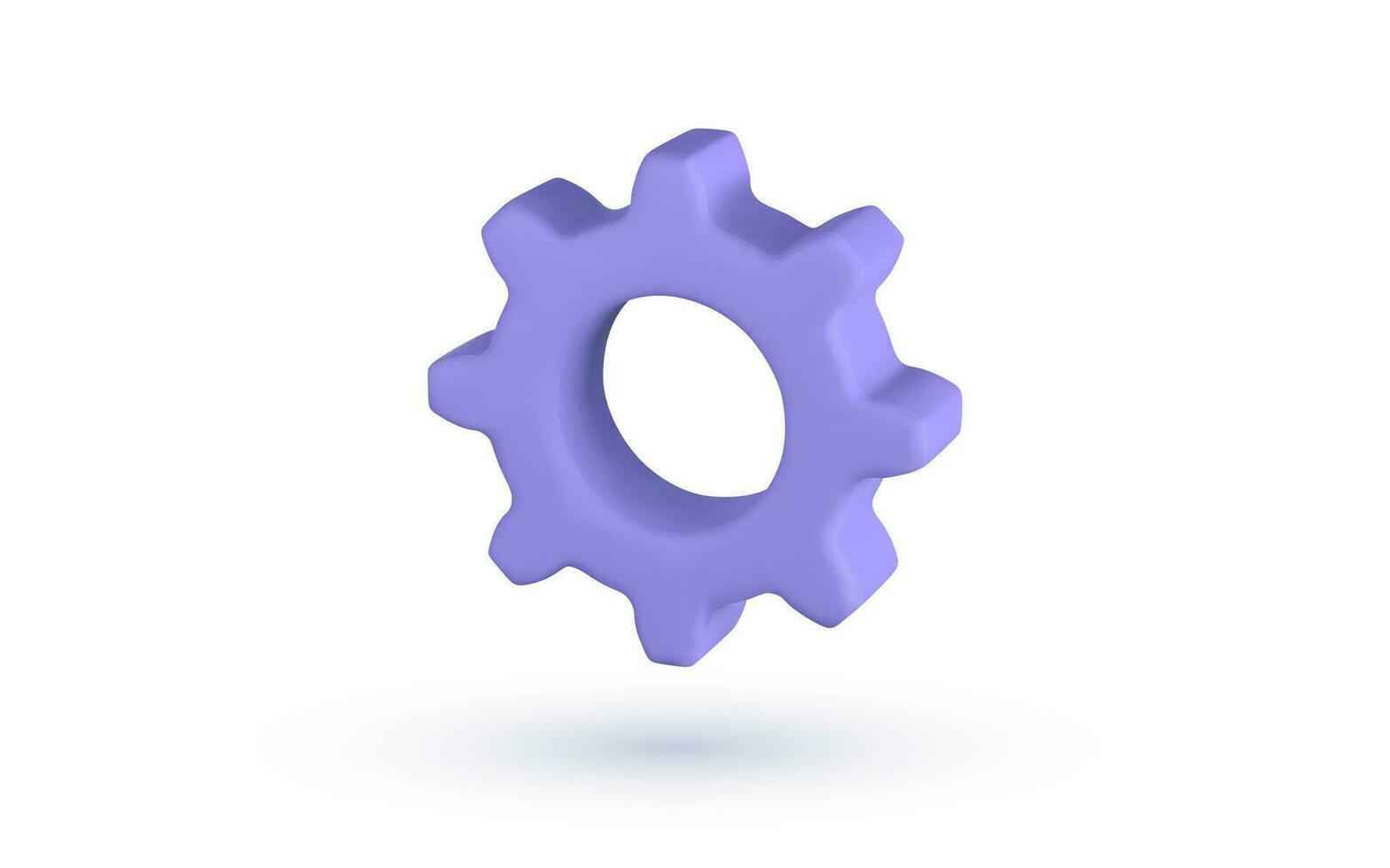 3D violet gear, setting symbol. Gear symbol of workflow concept. Vector illustration