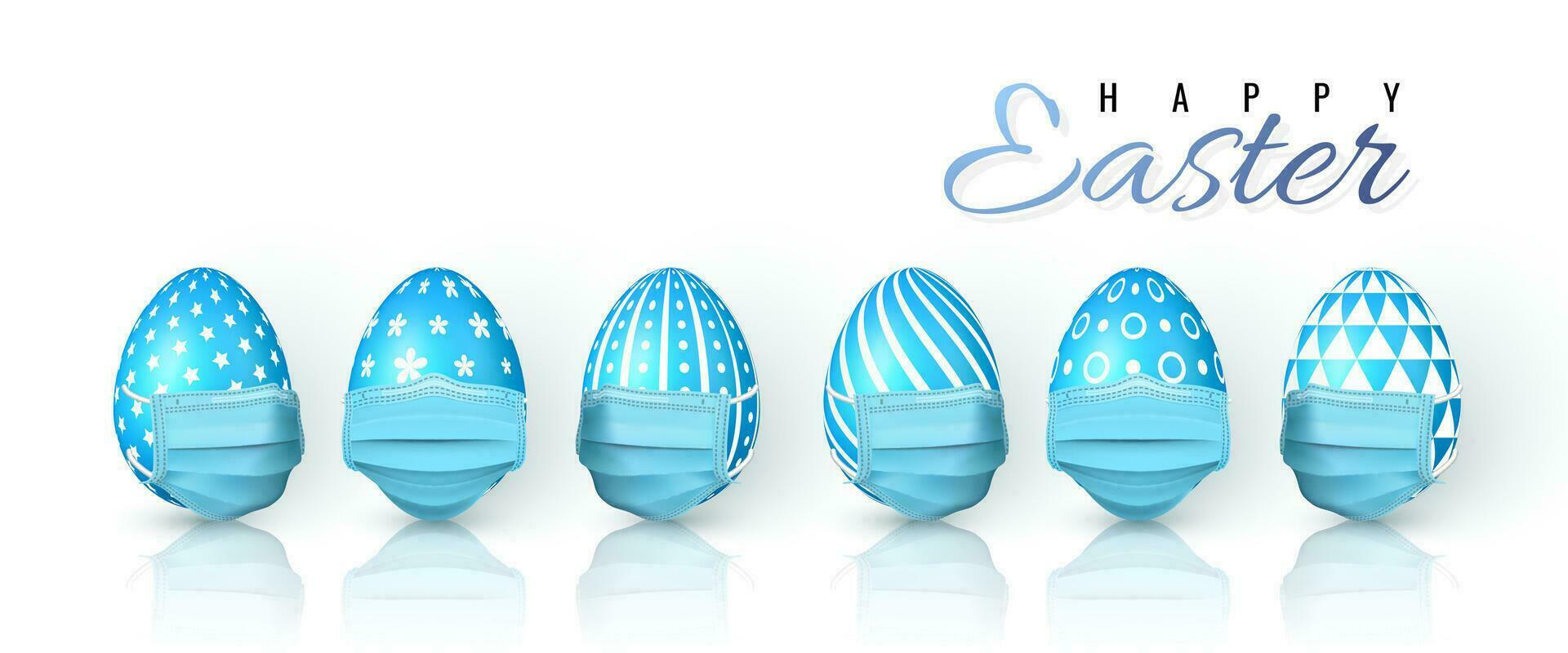 Happy Easter. Color Easter eggs on white background. Vector illustration