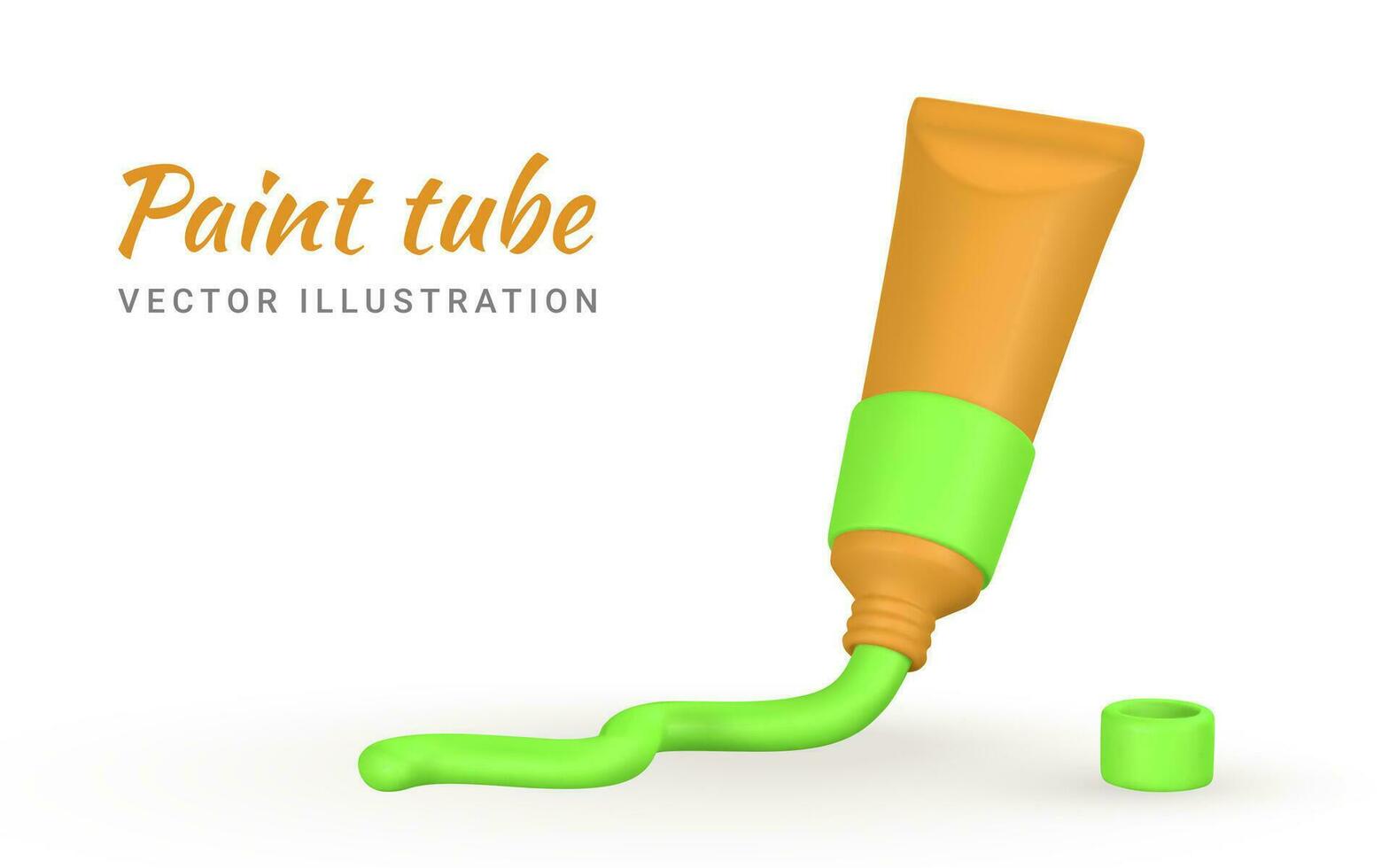 3d realistic paint tube in cartoon style. Vector illustration