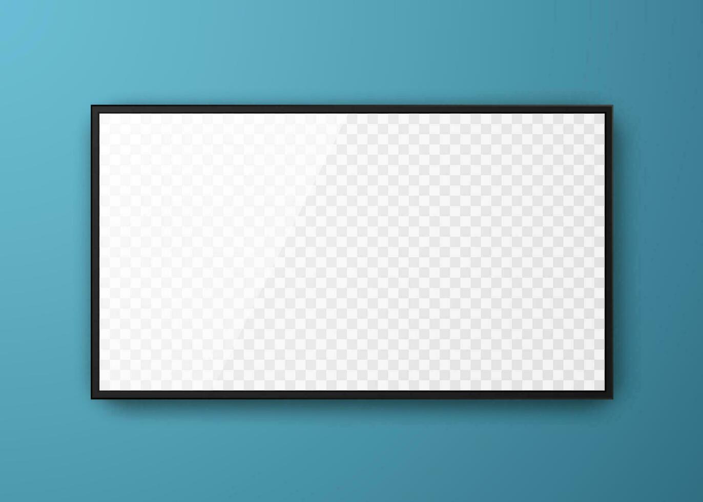 Realistic television screen. Mockup of computer monitor display. 3d TV led monitor. Vector illustration
