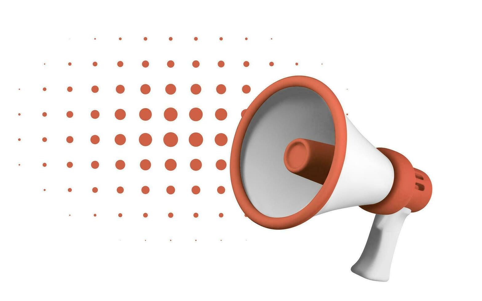 Realistic 3d megaphone. Plastic megaphone with shadow. Vector illustration