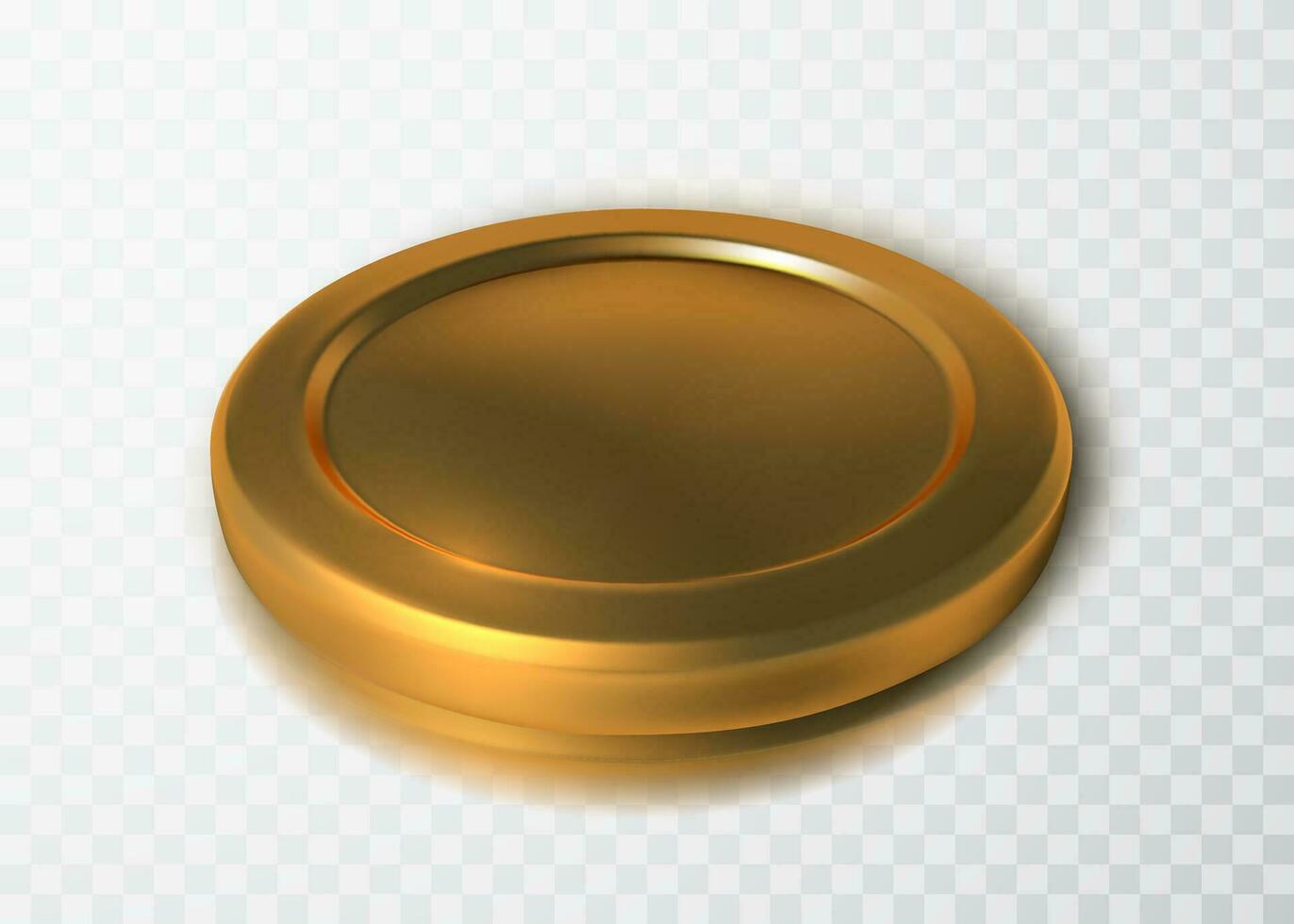 Realistic gold coin  isolated on light background. Vector illustration