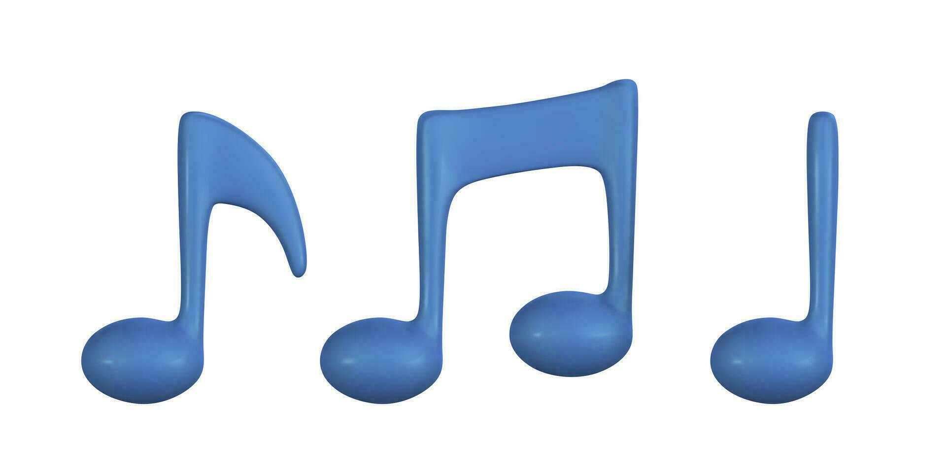 3d música Nota para música concepto diseño en el plastico dibujos animados estilo. vector ilustración
