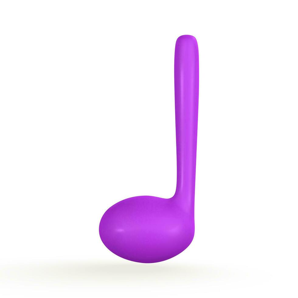 3d music note for music concept design in plastic cartoon style. Vector illustration