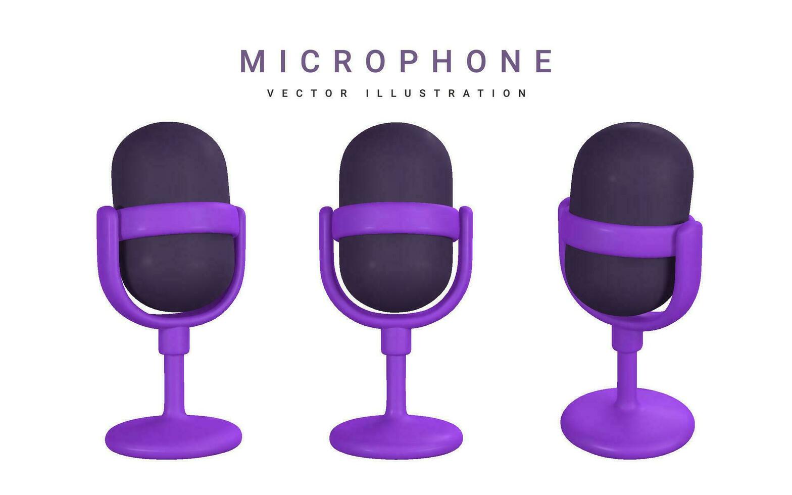 3d microphone for radio, music or karaoke. Audio equipment for broadcasts and interviews in cartoon style. Vector illustration