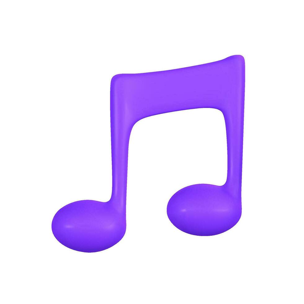 3d music note for music concept design in plastic cartoon style. Vector illustration