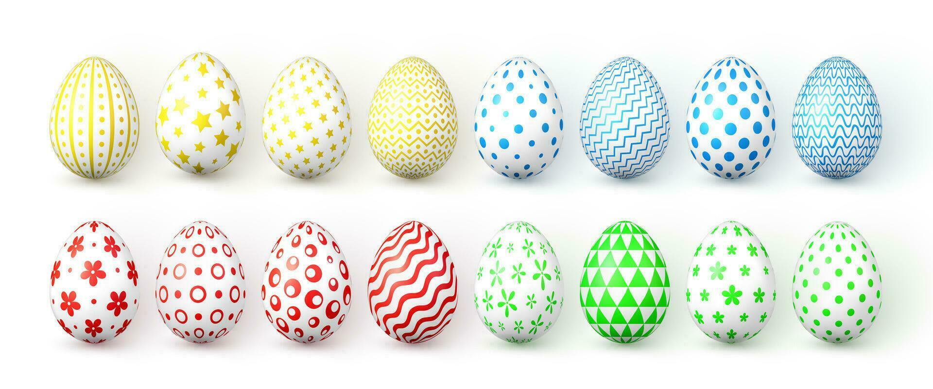 contento Pascua de Resurrección. color Pascua de Resurrección huevos en blanco antecedentes. vector ilustración
