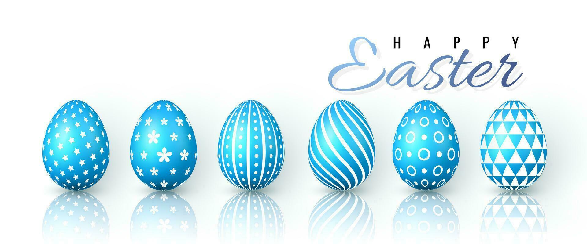 Happy Easter. Color Easter eggs on white background. Vector illustration