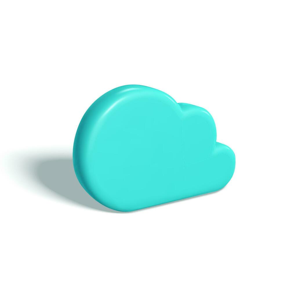 3D Cloud. Blue cloud with shadow isolated on white background. Vector illustration