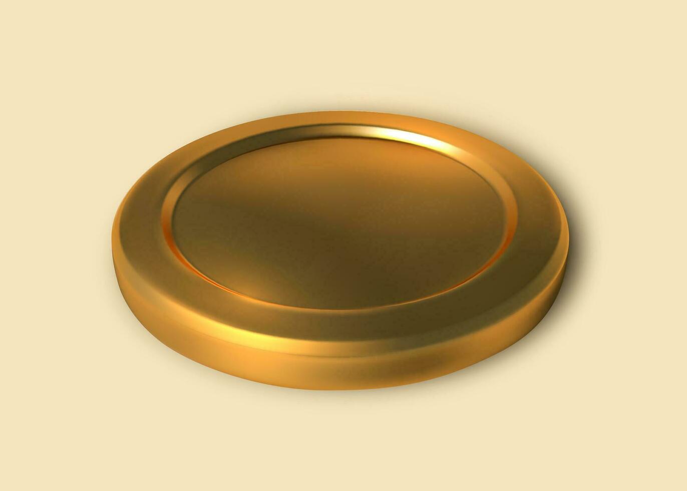 Realistic gold coin  isolated on light background. Vector illustration