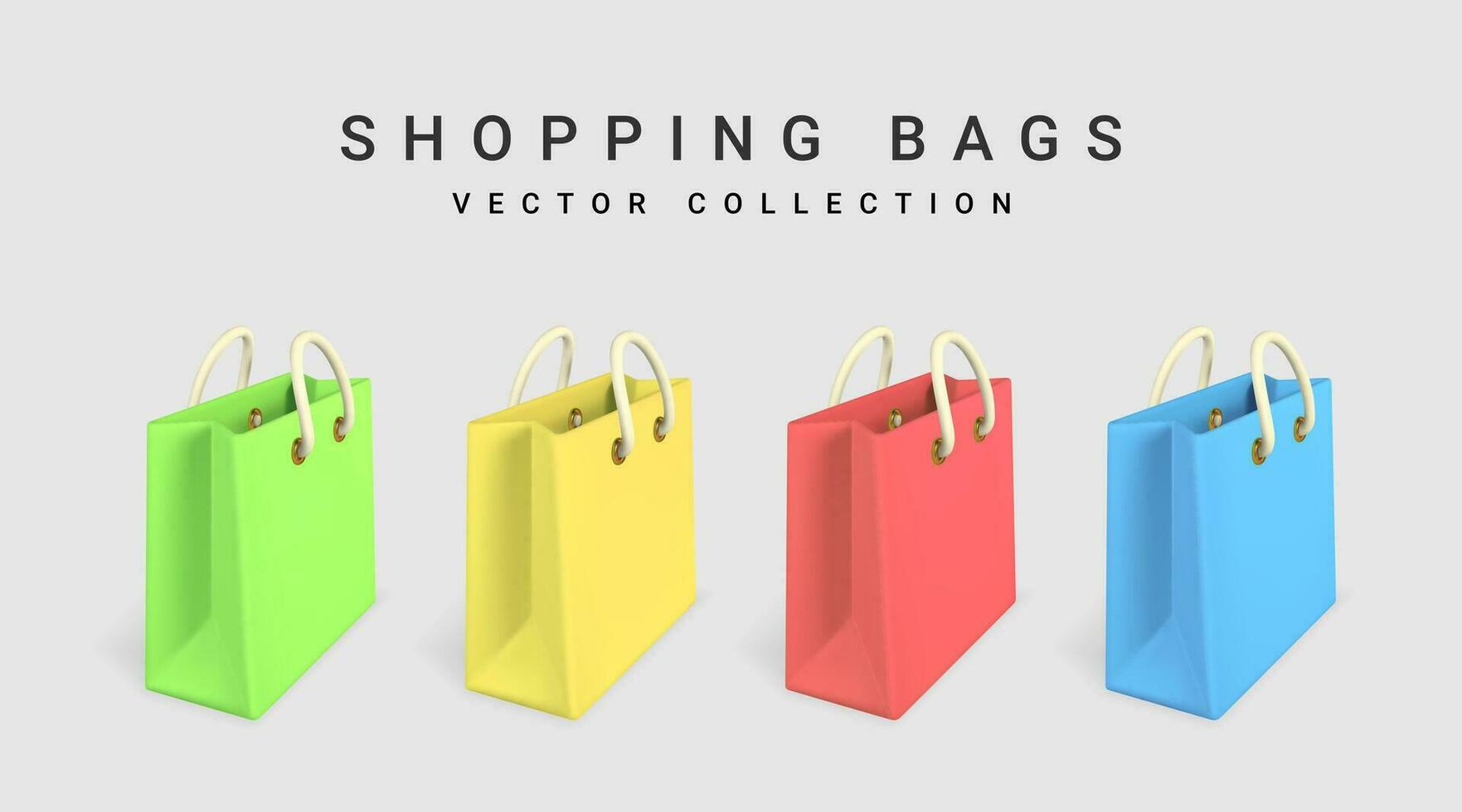 3d empty shopping bags on a gray background. Shopping concept. Vector illustration