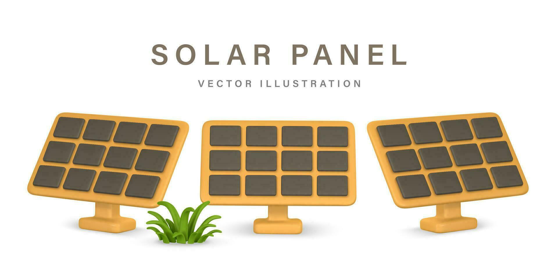 3d realistic solar power station panel. Green and alternative eco energy concept. Vector illustration