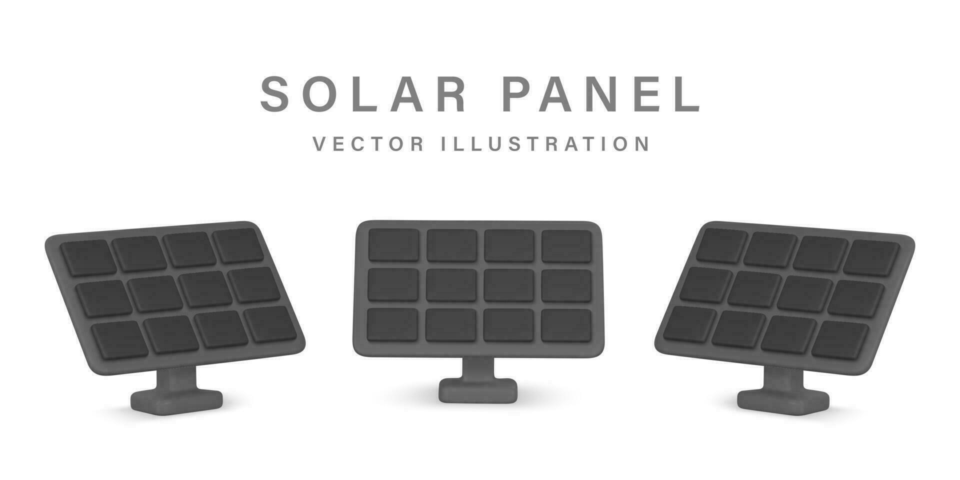 3d realistic solar power station panel. Green and alternative eco energy concept. Vector illustration