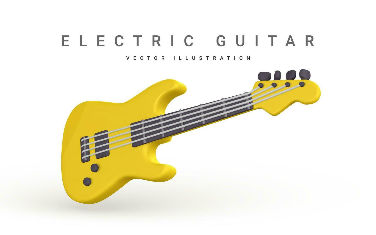 3d realista eléctrico guitarra para música concepto diseño en el plastico dibujos animados estilo. vector ilustración