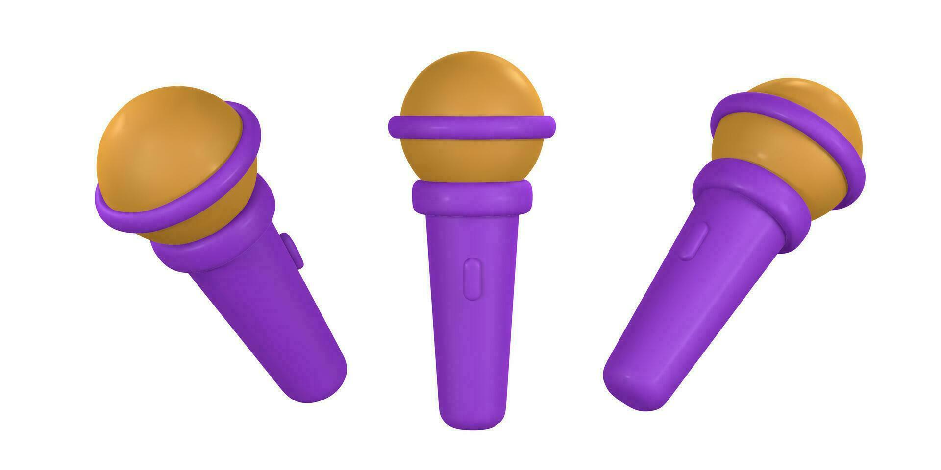 3d microphone for radio, music or karaoke. Audio equipment for broadcasts and interviews in cartoon style. Vector illustration