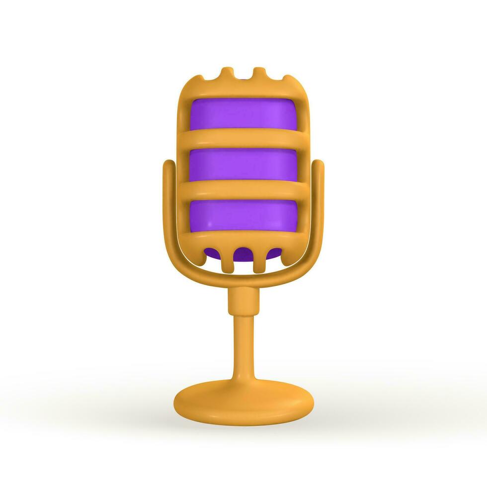 3d micrófono para radio, música o karaoke audio equipo para retransmisiones y entrevistas en dibujos animados estilo. vector ilustración