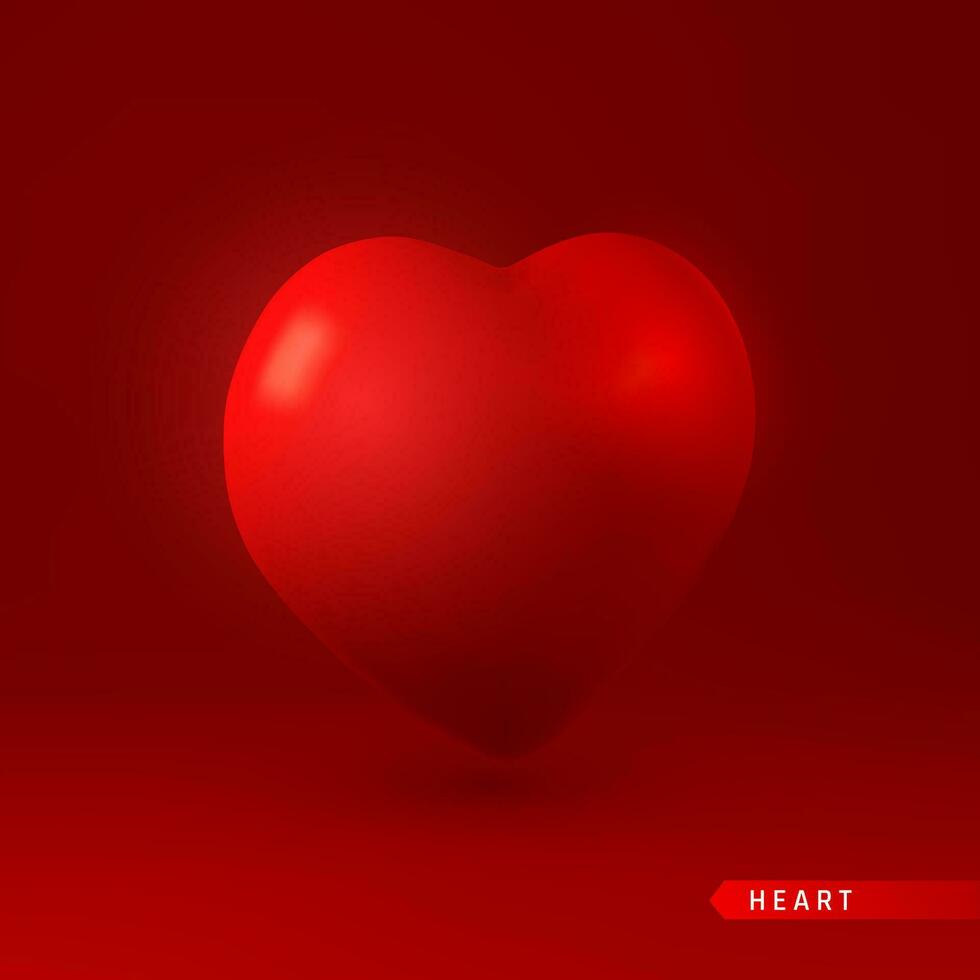 Red Heart. Love symbol isolated on gray background. Vector illustration