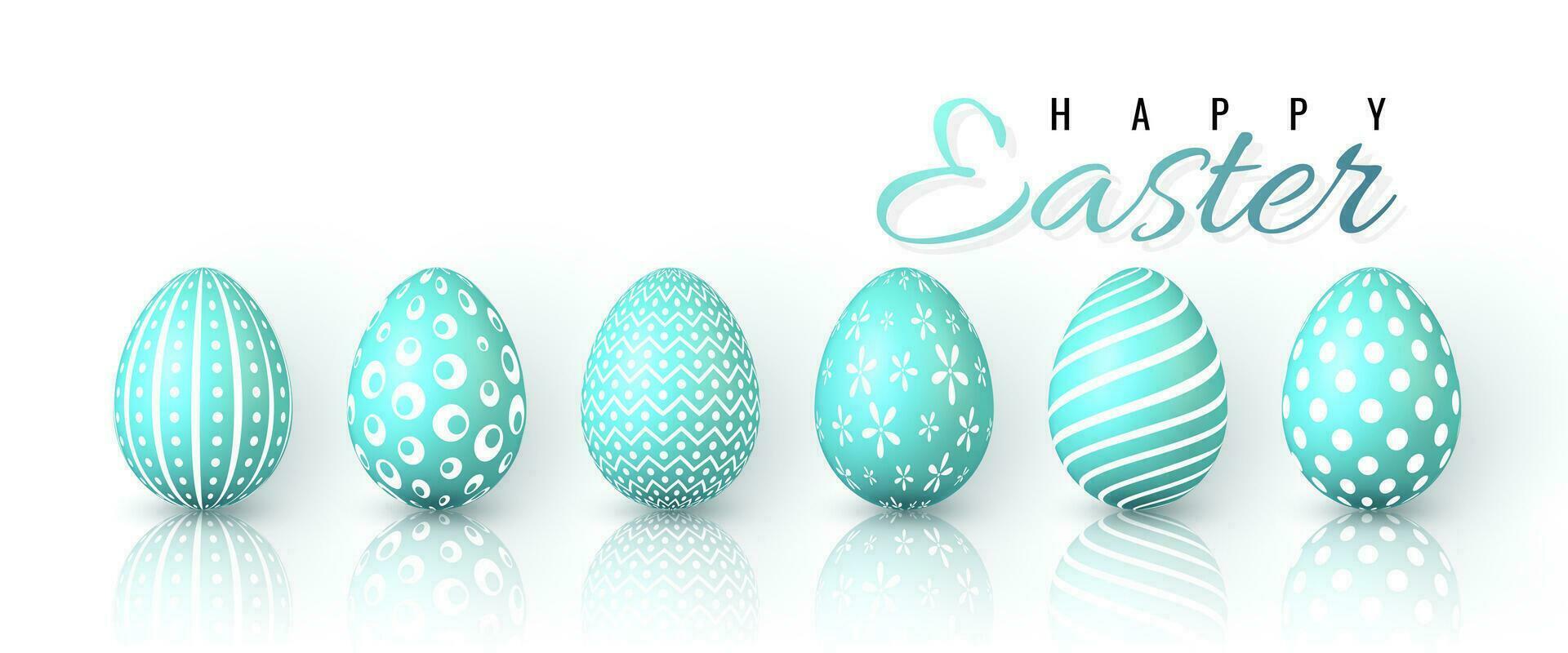 Happy Easter. Color Easter eggs on white background. Vector illustration