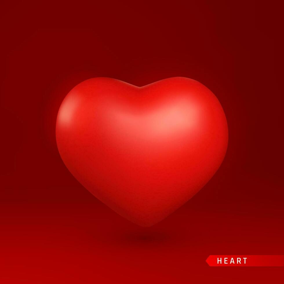 Red Heart. Love symbol isolated on gray background. Vector illustration