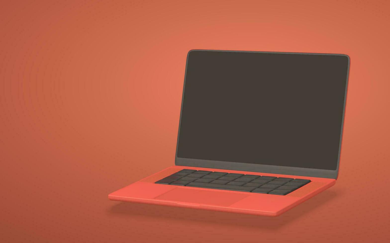 3d realista ordenador portátil con blanco pantalla en rojo antecedentes. vector ilustración