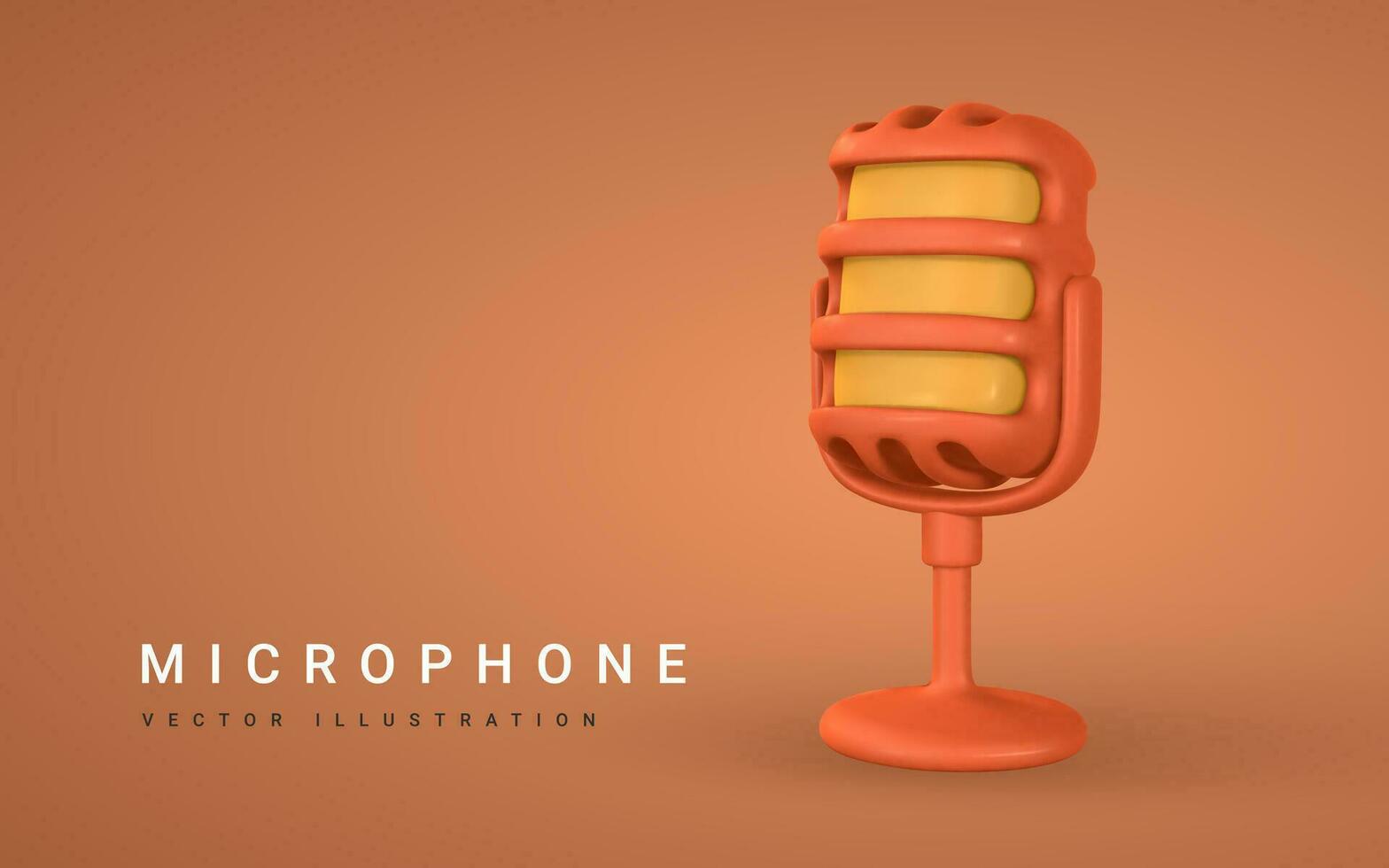 3d microphone for radio, music or karaoke. Audio equipment for broadcasts and interviews in cartoon style. Vector illustration