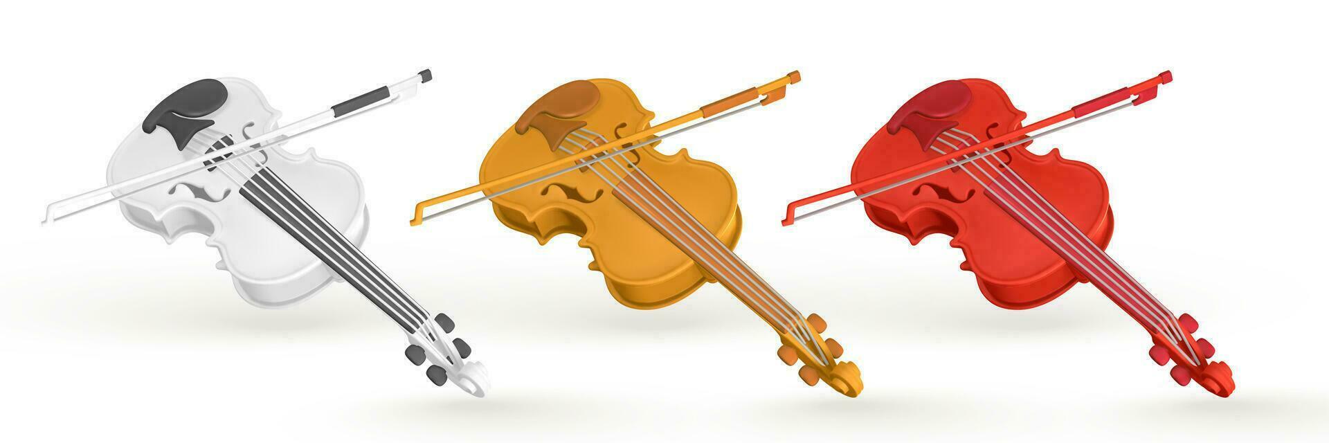 3d realistic violin for music concept design in plastic cartoon style. Vector illustration