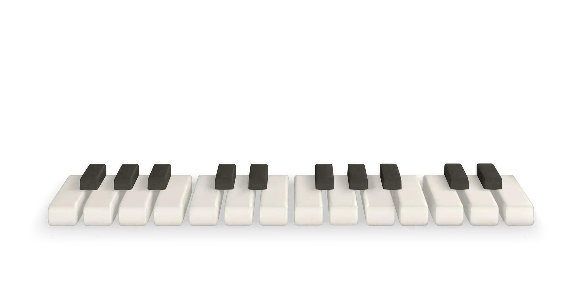 3d realista piano llaves. musical instrumento teclado. vector ilustración