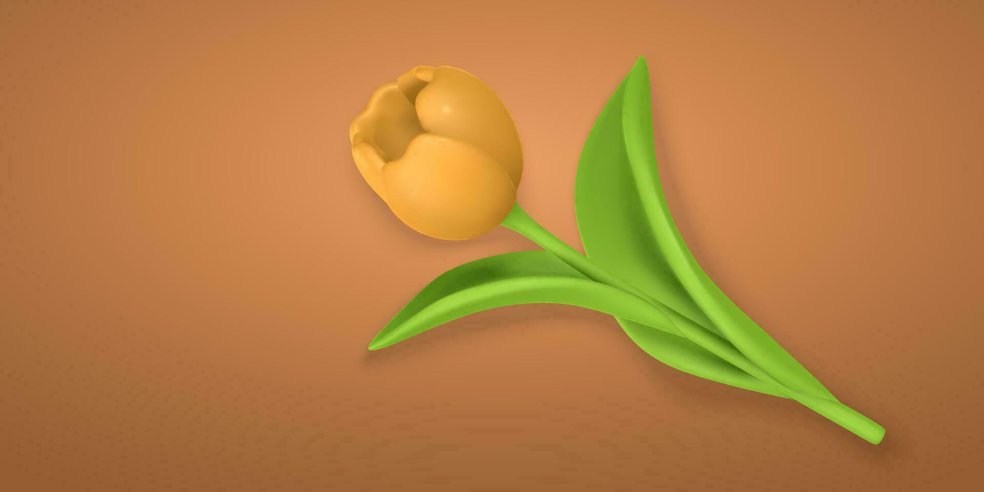 3d linda vistoso primavera flor tulipán en dibujos animados estilo para ramo de flores o decoración. vector ilustración