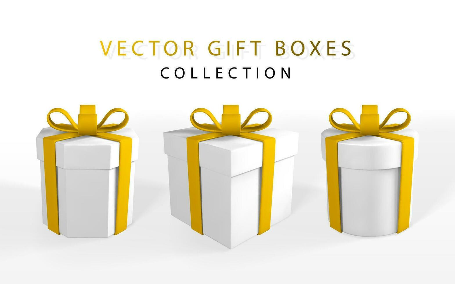 3D render and draw by mesh realistic gift box with bow. Paper box with shadow isolated on white background. Vector illustration