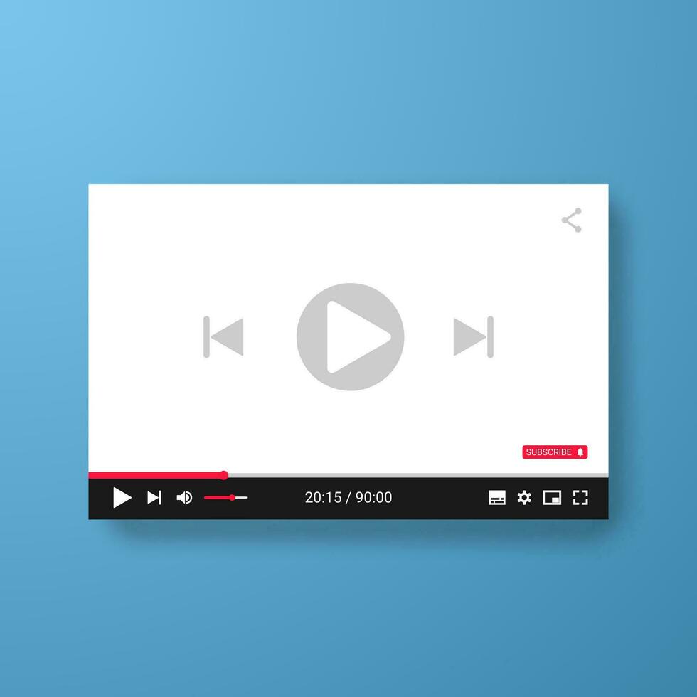 Video player template for web or mobile apps. Vector illustration
