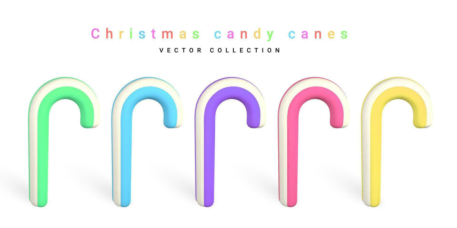 Christmas candy cane isolated on white background. Template for xmas or New Year greeting card. Vector illustration