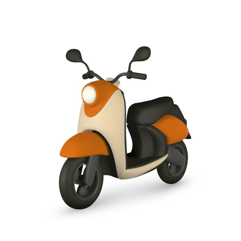 3d retro scooter on white background. Classic motor scooter. Vector illustration