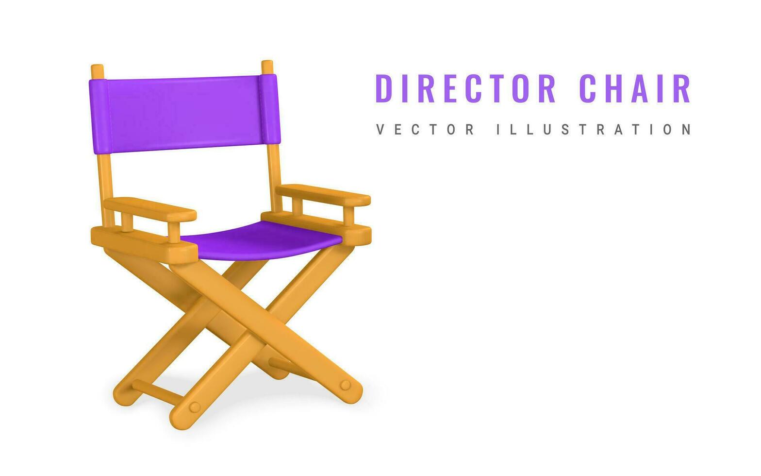 3d realistic movie, film director chair in cartoon style. Vector illustration