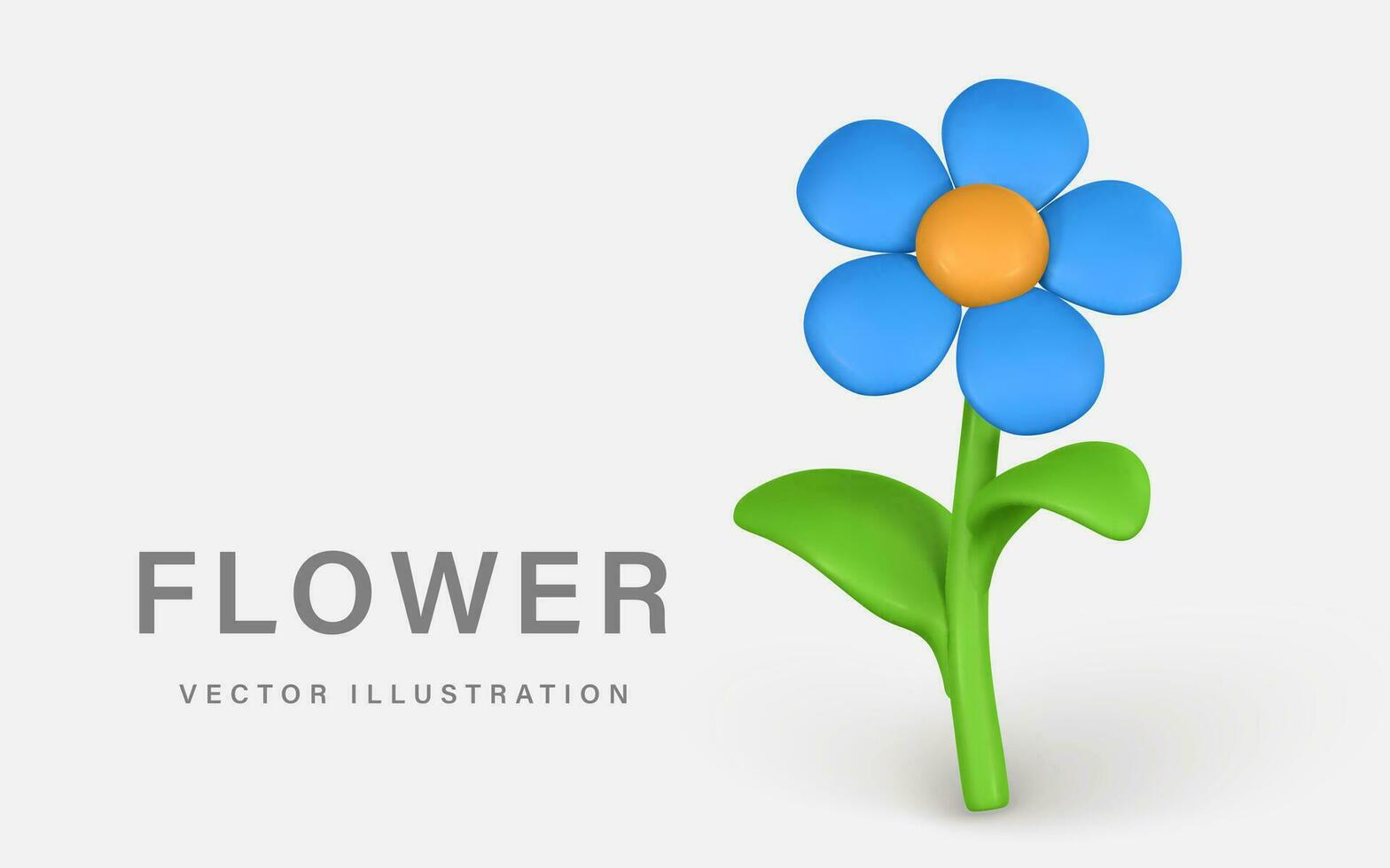 3D Cute colorful daisy flower. Chamomile in cartoon style. Vector illustration