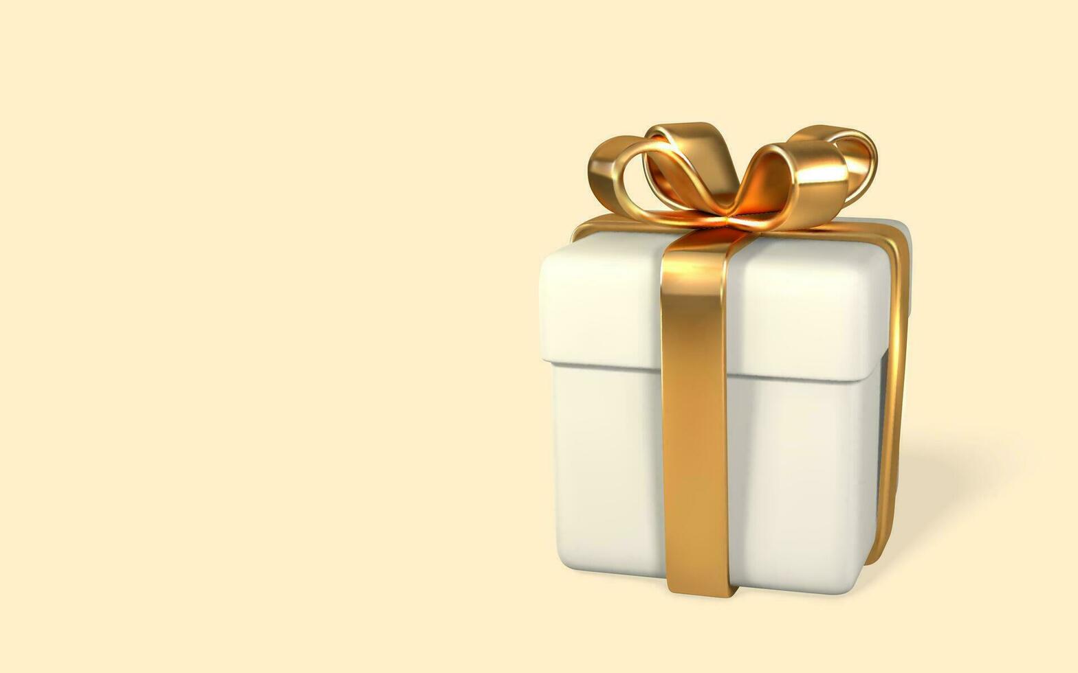 3D render and draw by mesh realistic gift box with bow. Paper box with shadow isolated on white background. Vector illustration