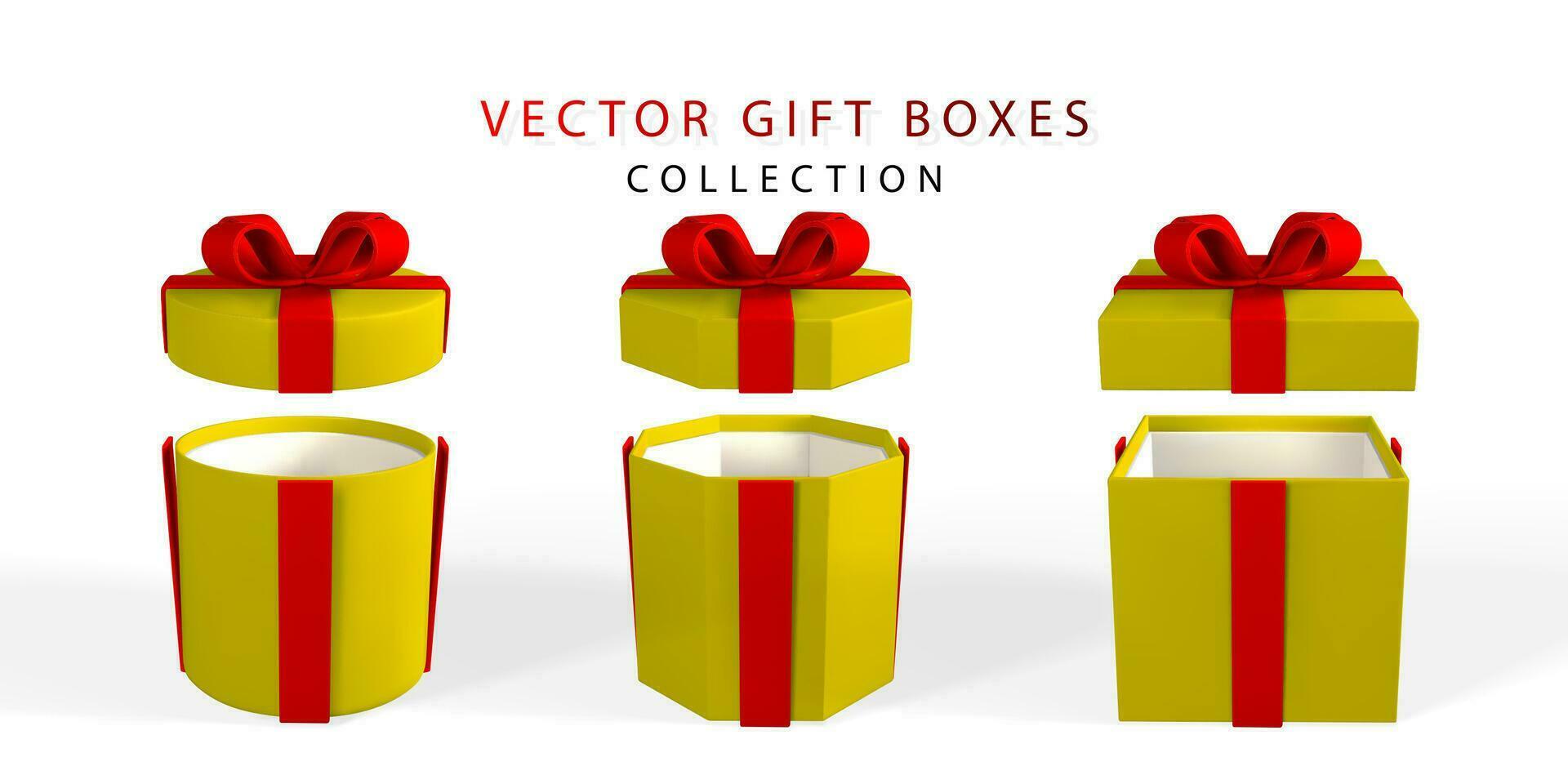 3D render and draw by mesh realistic gift box with bow. Paper box with shadow isolated on white background. Vector illustration