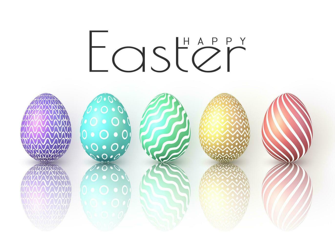 Happy Easter. Color Easter eggs on white background. Vector illustration