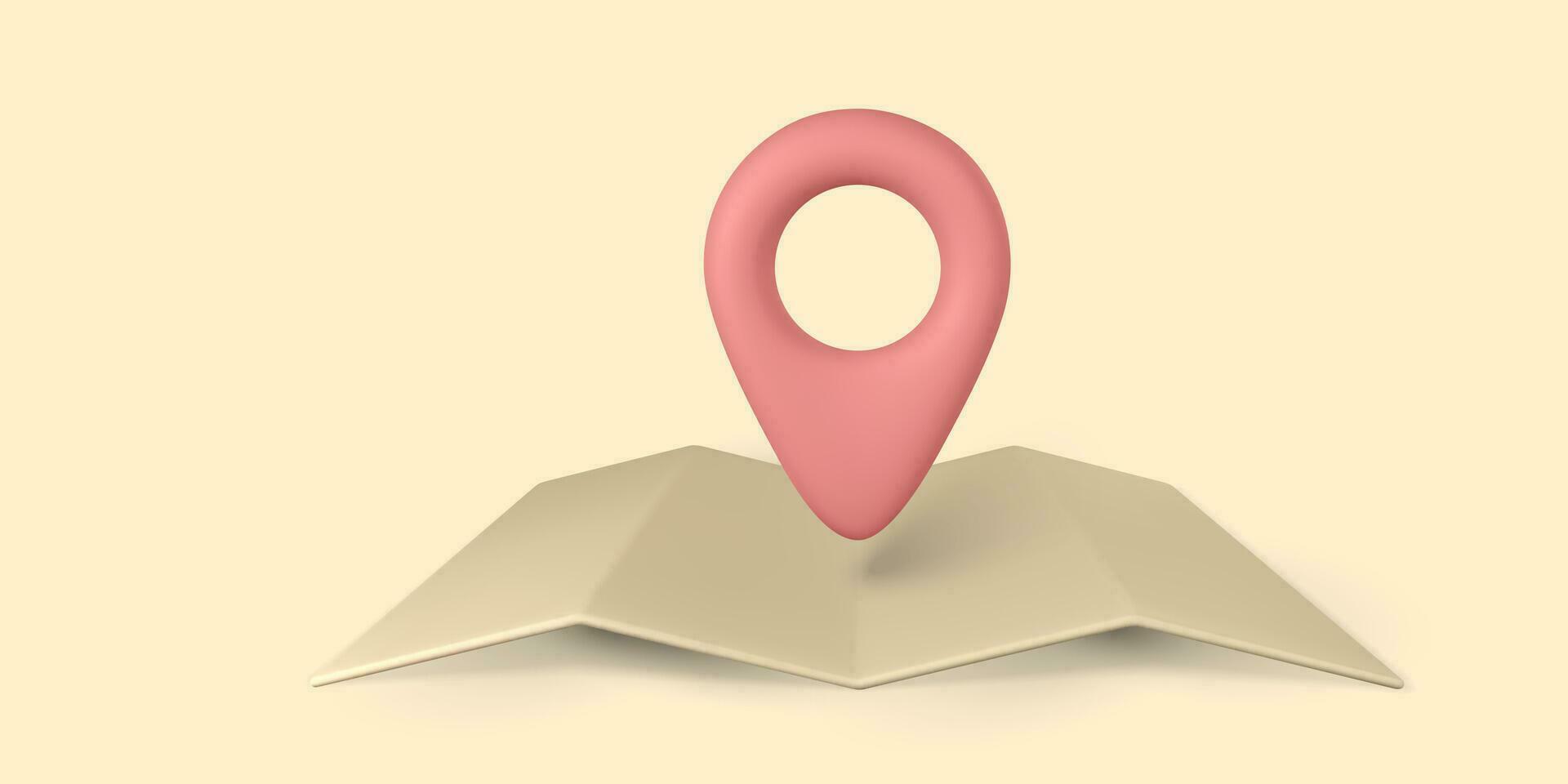 3d pin point marker with shadow. Location icon on map. Vector illustration