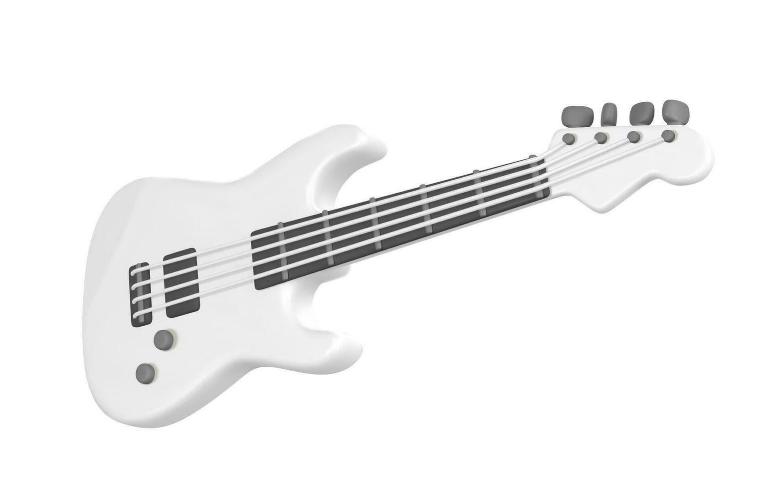 3d realista eléctrico guitarra para música concepto diseño en el plastico dibujos animados estilo. vector ilustración