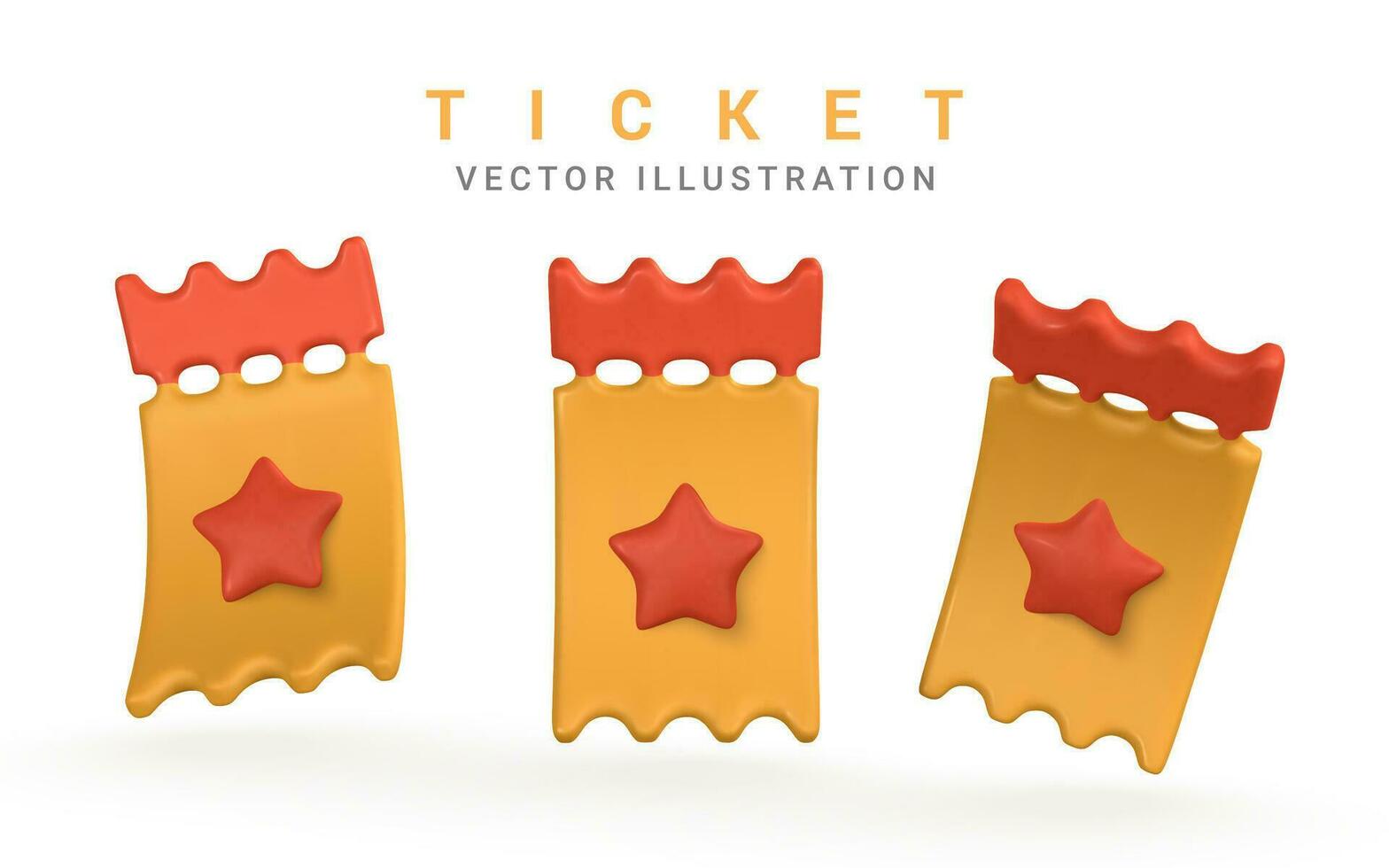 3d realistic paper ticket or coupon in plastic cartoon style. Vector illustration