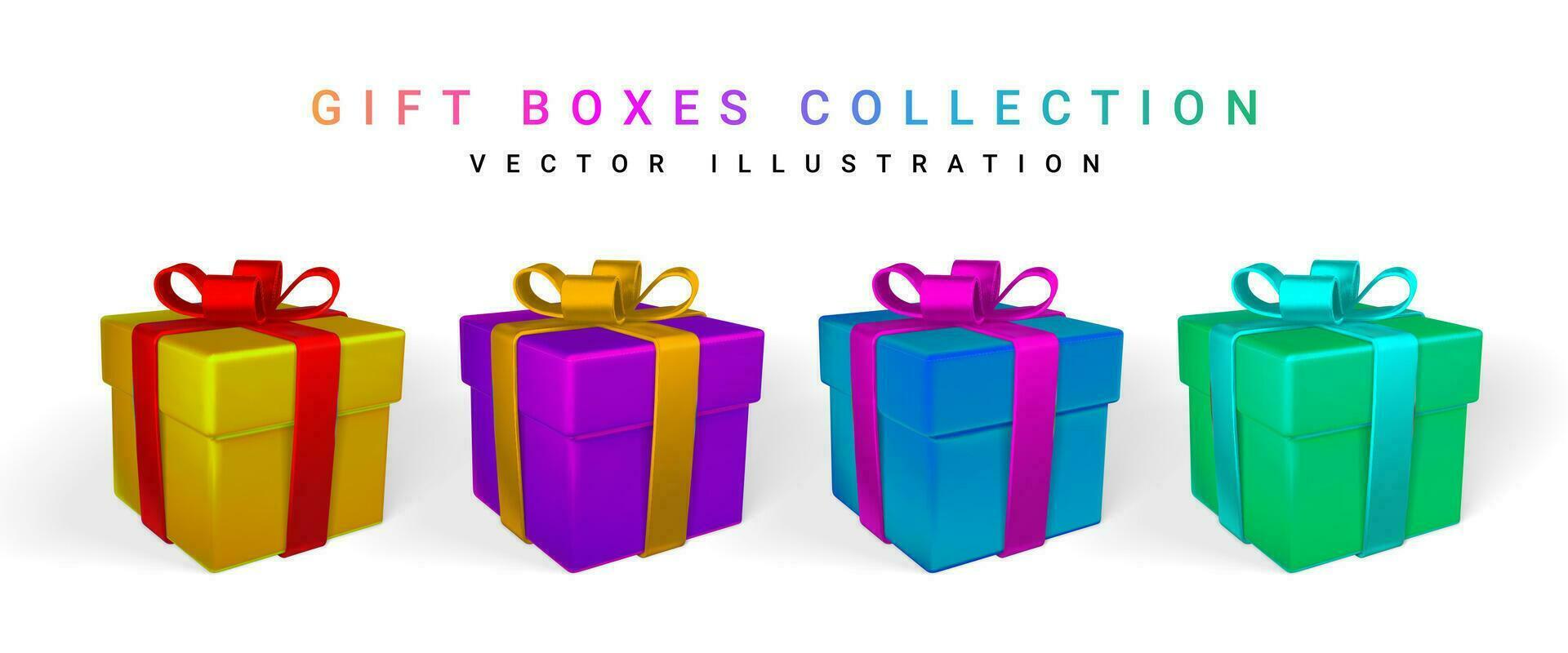 3D render and draw by mesh realistic gift box with bow. Paper box with shadow. Vector illustration