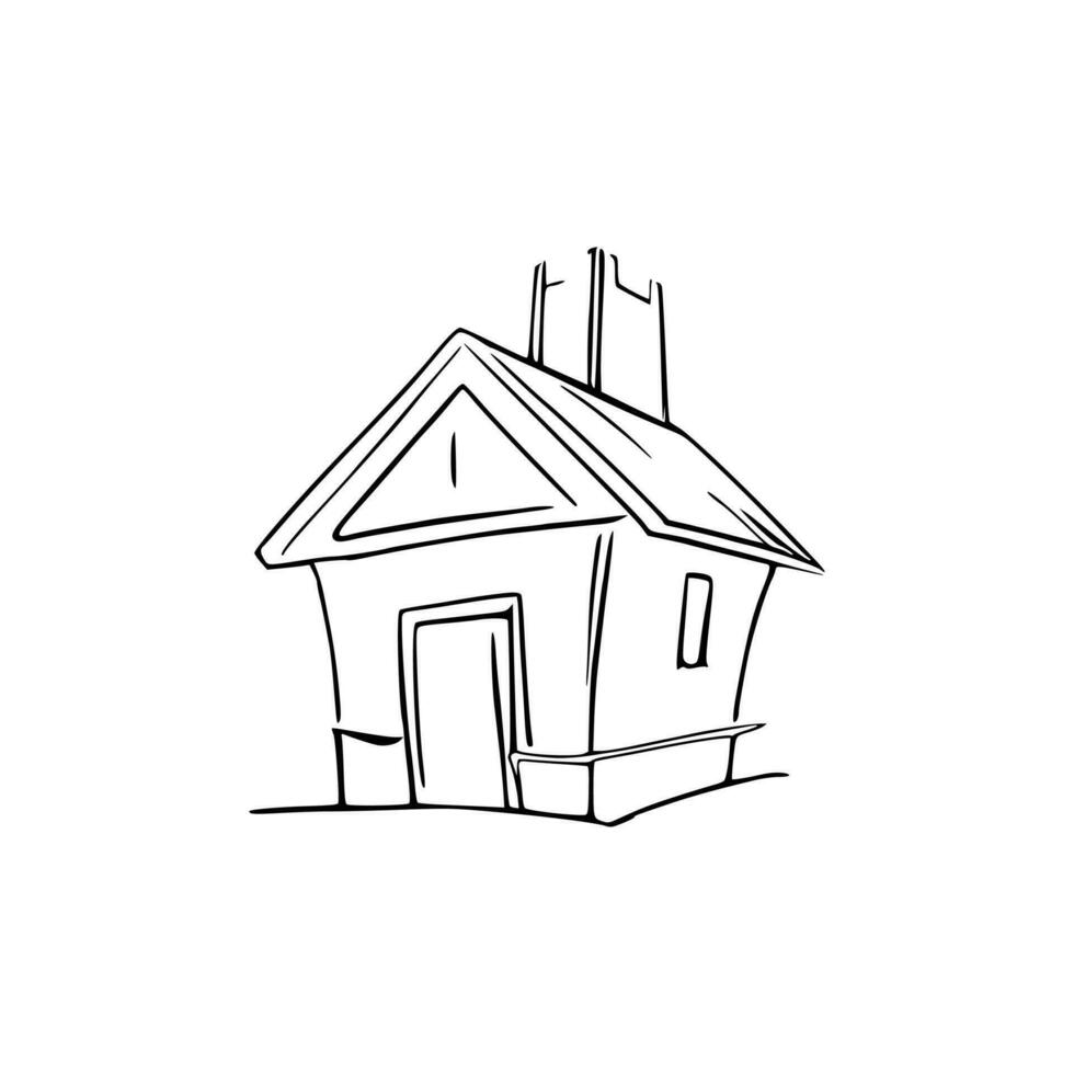 Simple line art House vector. vector
