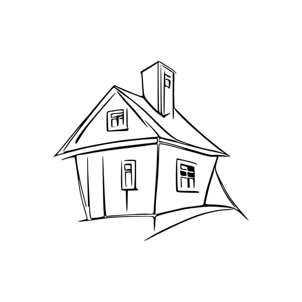 Simple line art House vector. vector