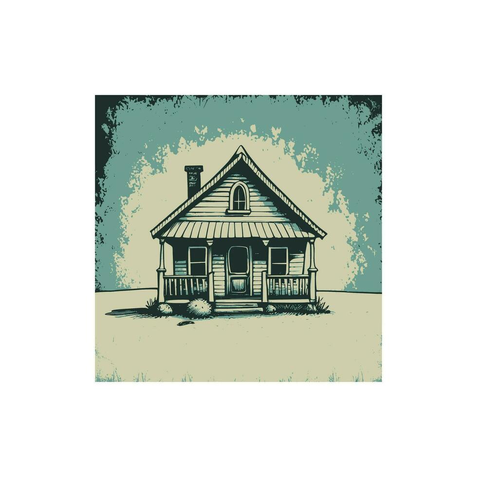 Vintage Line art House vector