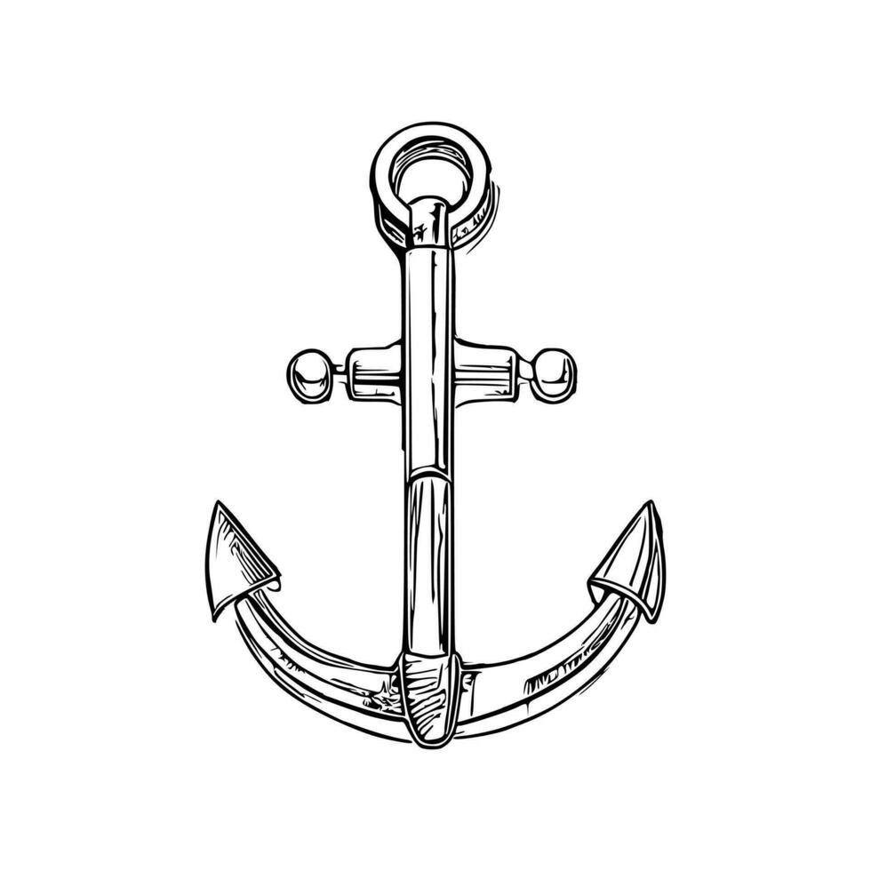 Ship anchor or boat anchor flat vector