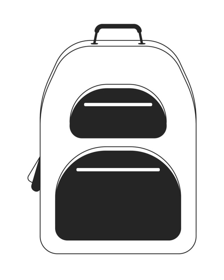 Backpack travel flat monochrome isolated vector object. Tourism and backpacking. Schoolbag. Editable black and white line art drawing. Simple outline spot illustration for web graphic design