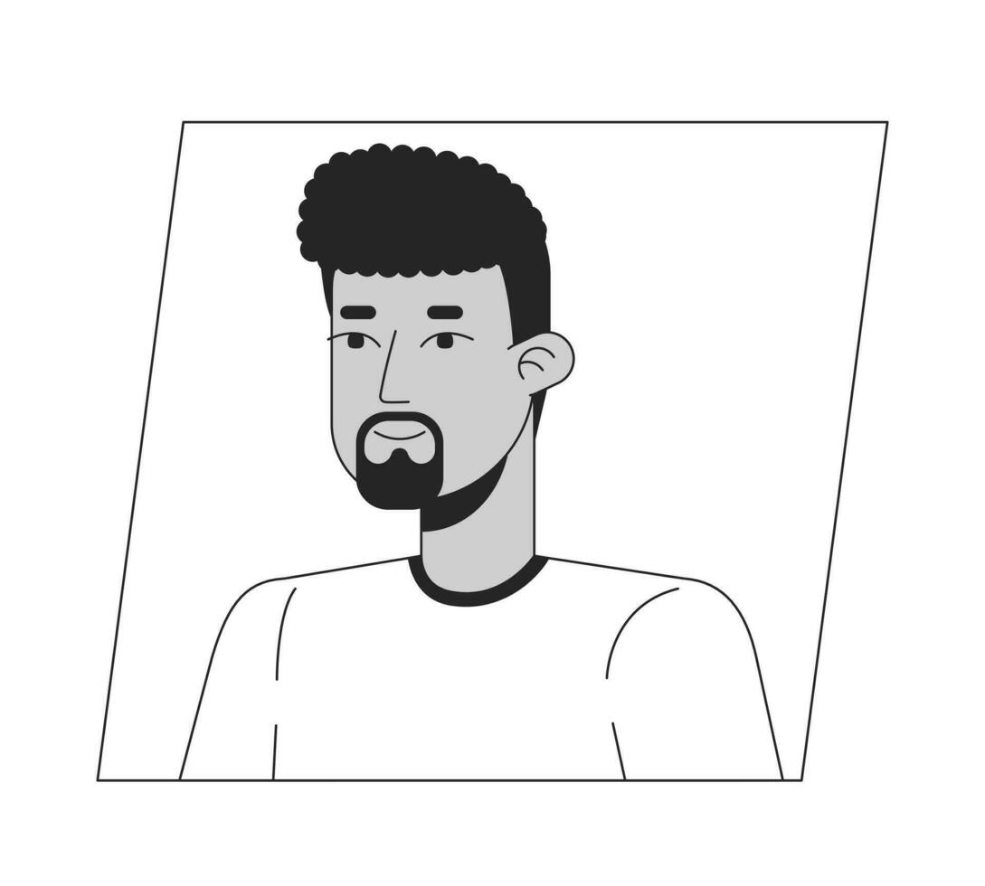 hermoso adulto Hispano hombre con negro barba negro blanco dibujos animados avatar icono. editable 2d personaje usuario retrato, lineal plano ilustración. vector cara perfil. contorno persona cabeza y espalda