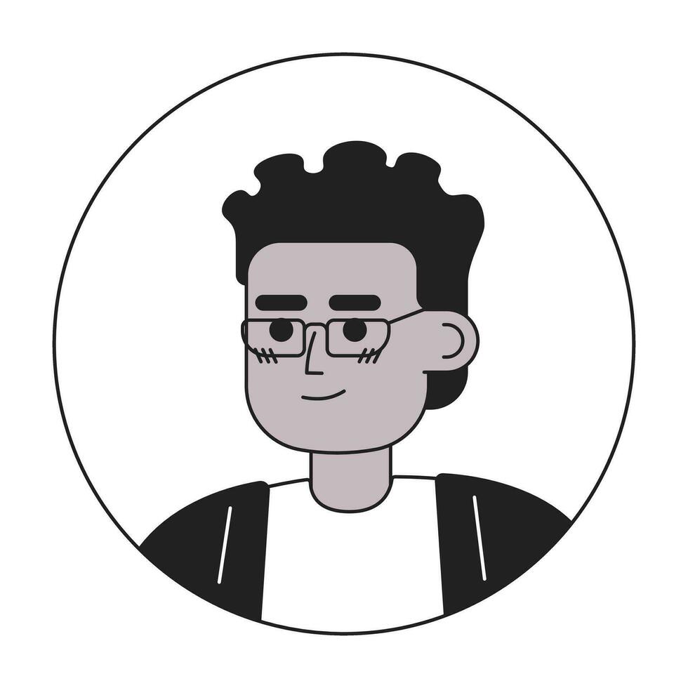 hermoso africano americano chico en lentes monocromo plano lineal personaje cabeza. rastas peinado. editable contorno mano dibujado humano cara icono. 2d dibujos animados Mancha vector avatar ilustración