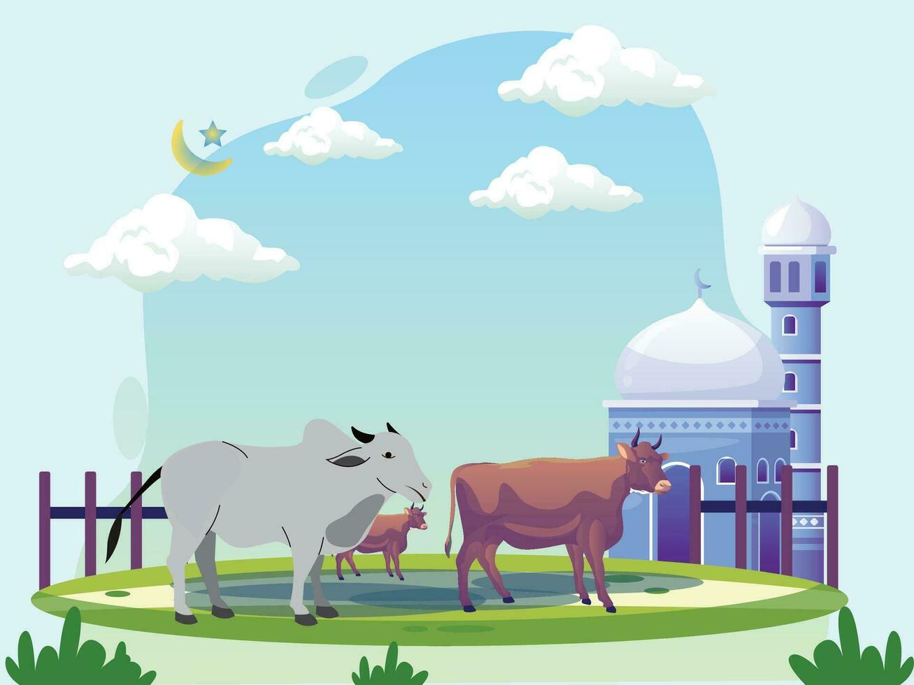 Eid al Adha and Cows Illustration vector