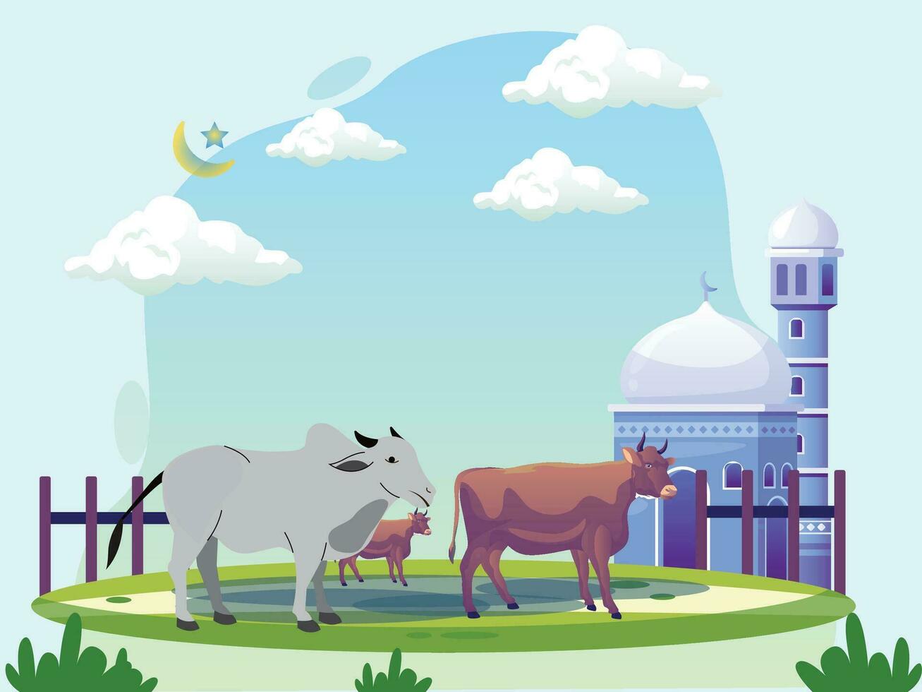 eid Alabama adha y vacas ilustración vector